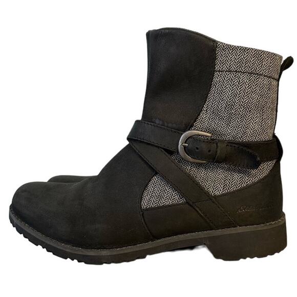 Eddie Bauer Covey Tweed and Leather Boots Size 7.5 Black Gray - Picture 4 of 9